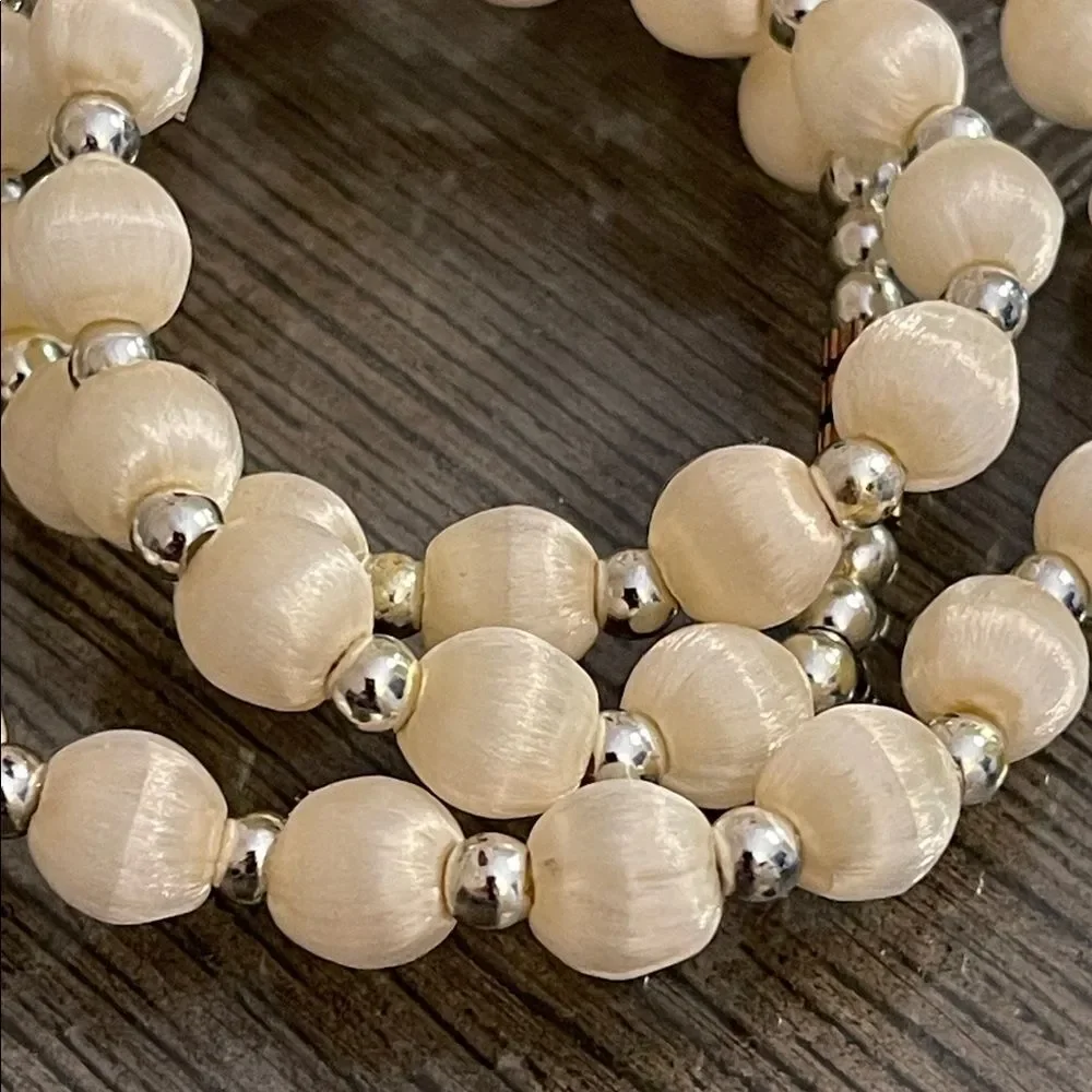 Vintage Satin Thread Wrapped Beaded Necklace 20 5/8”